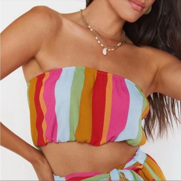 Show Me Your MuMu Tops - SHOW ME YOUR MUMU | Teeny Striped Getaway Tube Top